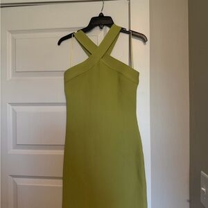 Sincerly Jules Olive Cross-Back Ribbed One-Shoulder Dress